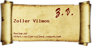 Zoller Vilmos névjegykártya